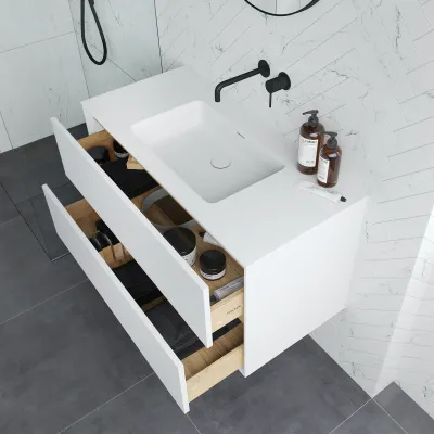Pulcher Mood 100 Soho - Bathroom furniture 100x46 cm, Matt white w/ SolidTec® sink