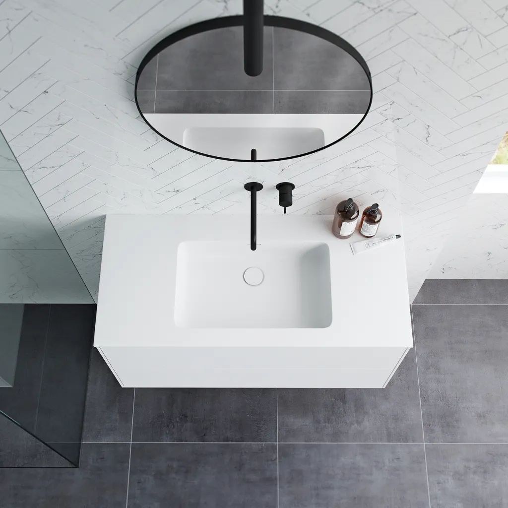 Pulcher Mood 100 Soho - Bathroom furniture 100x46 cm, Matt white w/ SolidTec® sink