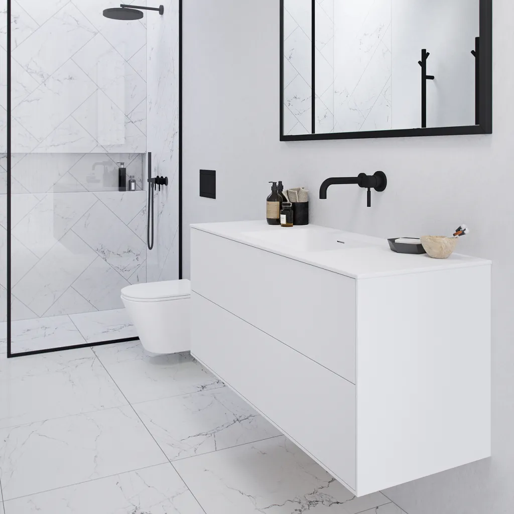 Pulcher Mood 120 Soho - Bathroom furniture 120x46 cm, Matt white w/ SolidTec® sink