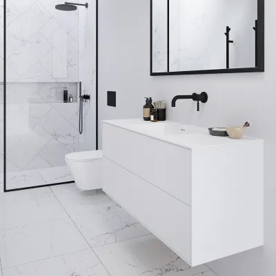 Pulcher Mood 120 Soho - Bathroom furniture 120x46 cm, Matt white w/ SolidTec® sink