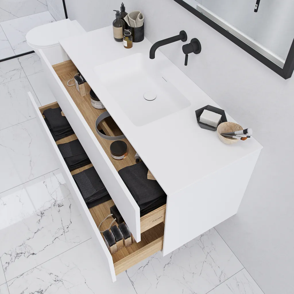 Pulcher Mood 120 Soho - Bathroom furniture 120x46 cm, Matt white w/ SolidTec® sink