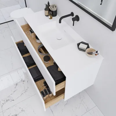 Pulcher Mood 120 Soho - Bathroom furniture 120x46 cm, Matt white w/ SolidTec® sink