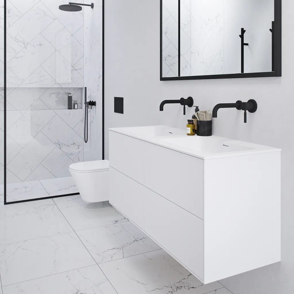 Pulcher Mood 120D Soho - Bathroom furniture 120x46 cm, Matt white w/ SolidTec® sink