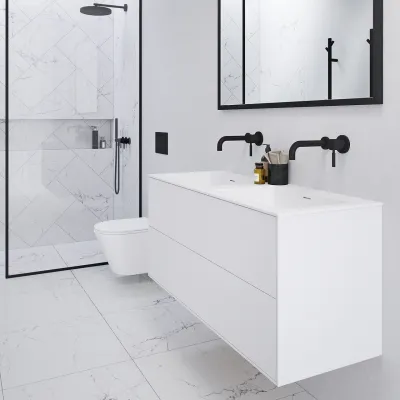 Pulcher Mood 120D Soho - Bathroom furniture 120x46 cm, Matt white w/ SolidTec® sink
