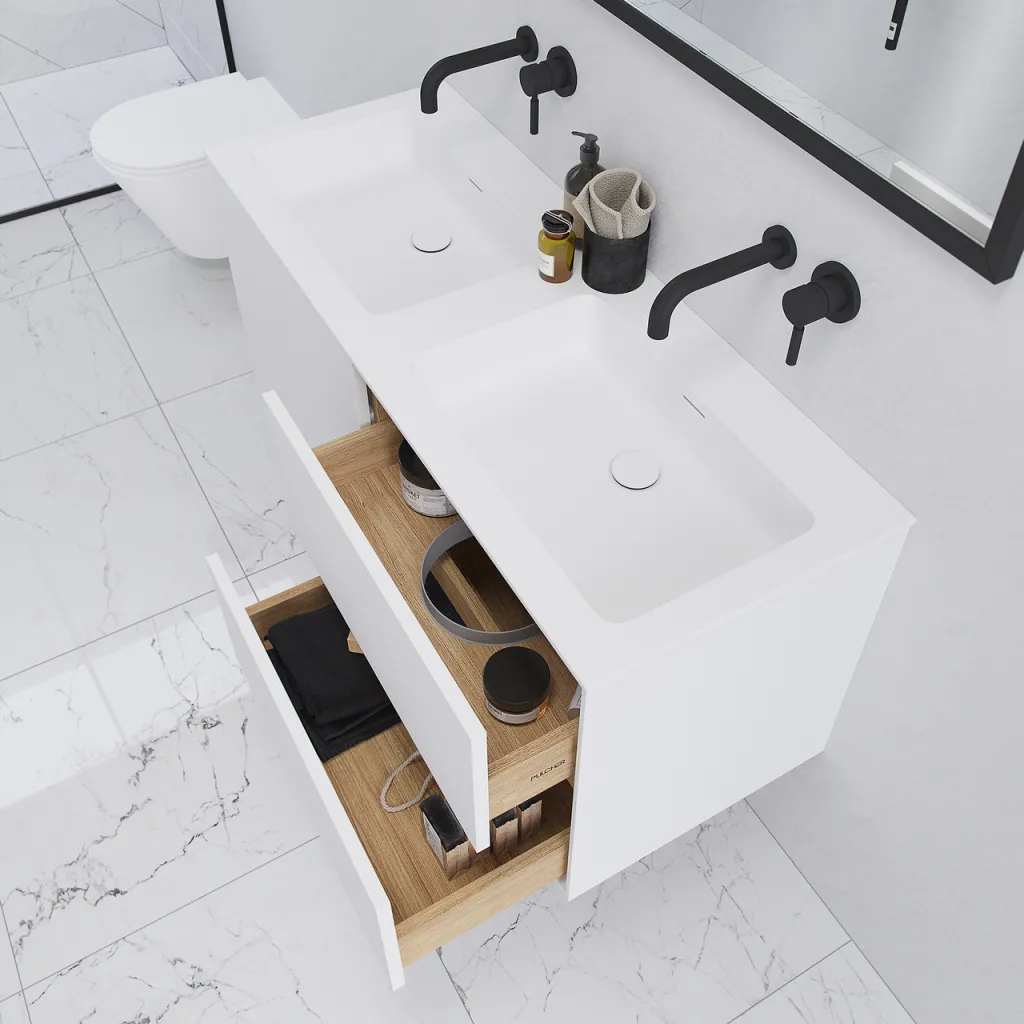 Pulcher Mood 120D Soho - Bathroom furniture 120x46 cm, Matt white w/ SolidTec® sink