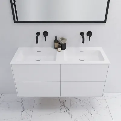 Pulcher Mood 120D Soho - Bathroom furniture 120x46 cm, Matt white w/ SolidTec® sink