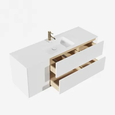 Pulcher Mood 140 Soho - Bathroom furniture 140x46 cm, Matt white w/ SolidTec® sink