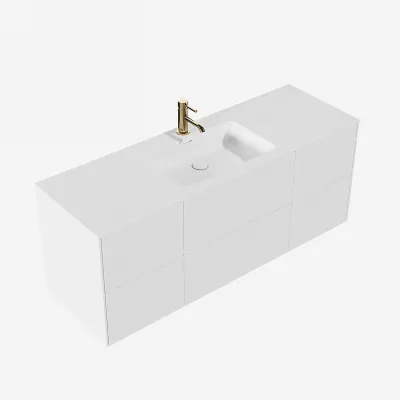 Pulcher Mood 140 Soho - Bathroom furniture 140x46 cm, Matt white w/ SolidTec® sink