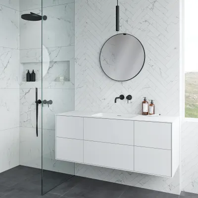 Pulcher Mood 140 Soho - Bathroom furniture 140x46 cm, Matt white w/ SolidTec® sink