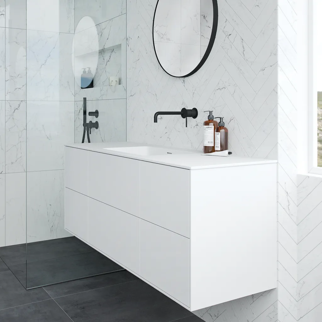 Pulcher Mood 140 Soho - Bathroom furniture 140x46 cm, Matt white w/ SolidTec® sink