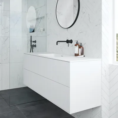 Pulcher Mood 140 Soho - Bathroom furniture 140x46 cm, Matt white w/ SolidTec® sink