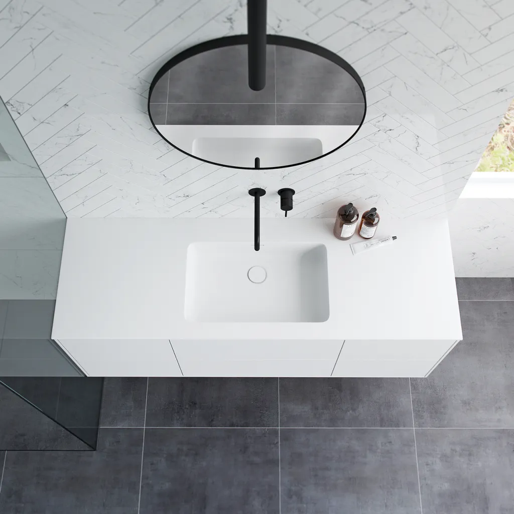 Pulcher Mood 140 Soho - Bathroom furniture 140x46 cm, Matt white w/ SolidTec® sink