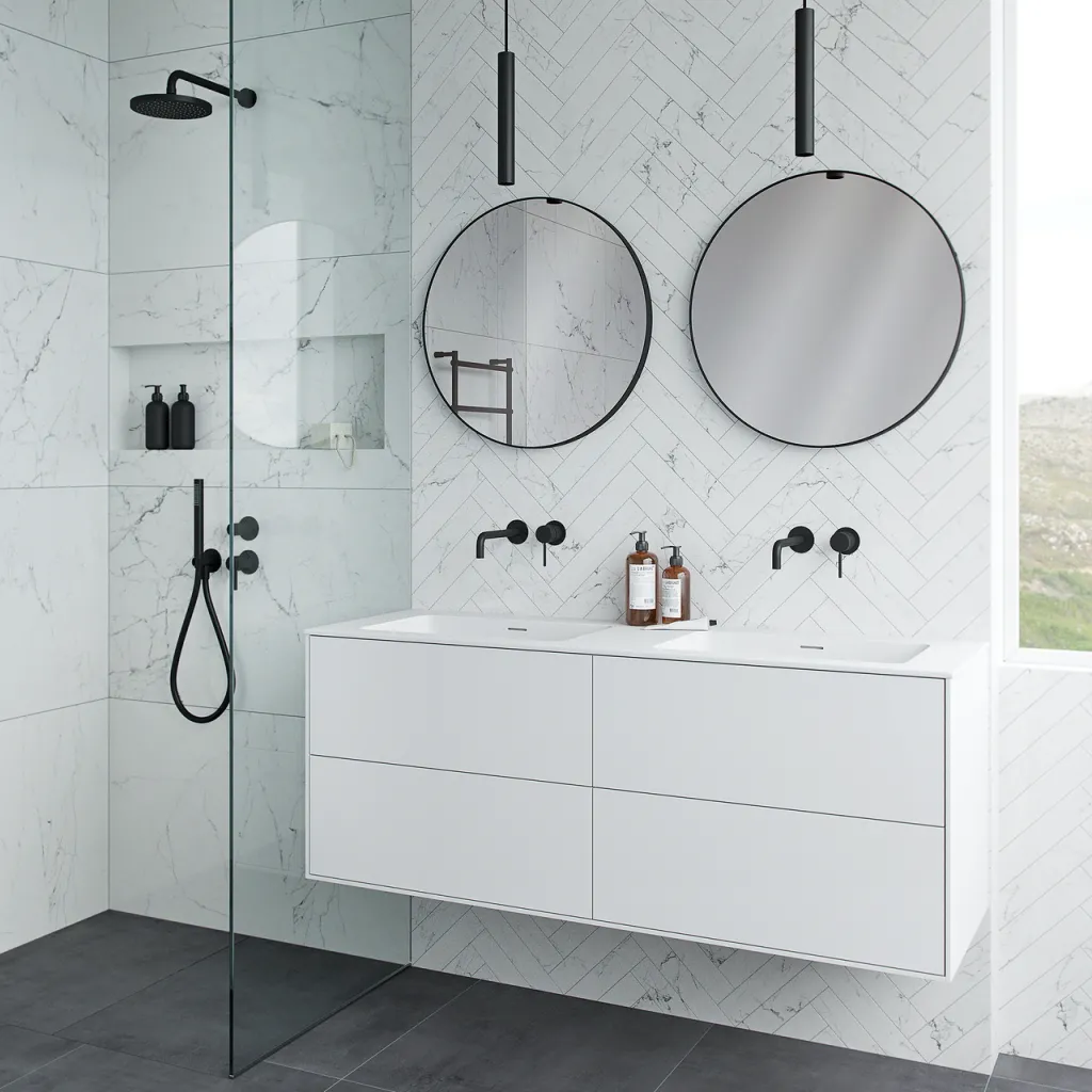Pulcher Mood 140D Soho - Bathroom furniture 140x46 cm, Matt white w/ SolidTec® sink