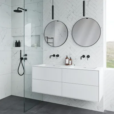Pulcher Mood 140D Soho - Bathroom furniture 140x46 cm, Matt white w/ SolidTec® sink