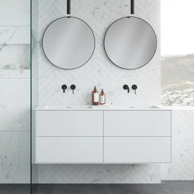 Pulcher Mood 140D Soho - Bathroom furniture 140x46 cm, Matt white w/ SolidTec® sink