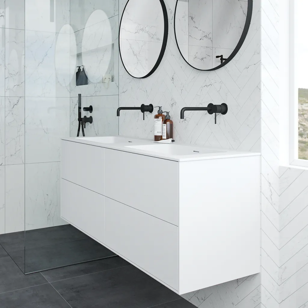Pulcher Mood 140D Soho - Bathroom furniture 140x46 cm, Matt white w/ SolidTec® sink