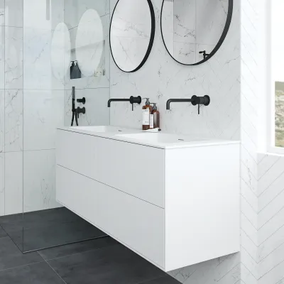 Pulcher Mood 140D Soho - Bathroom furniture 140x46 cm, Matt white w/ SolidTec® sink