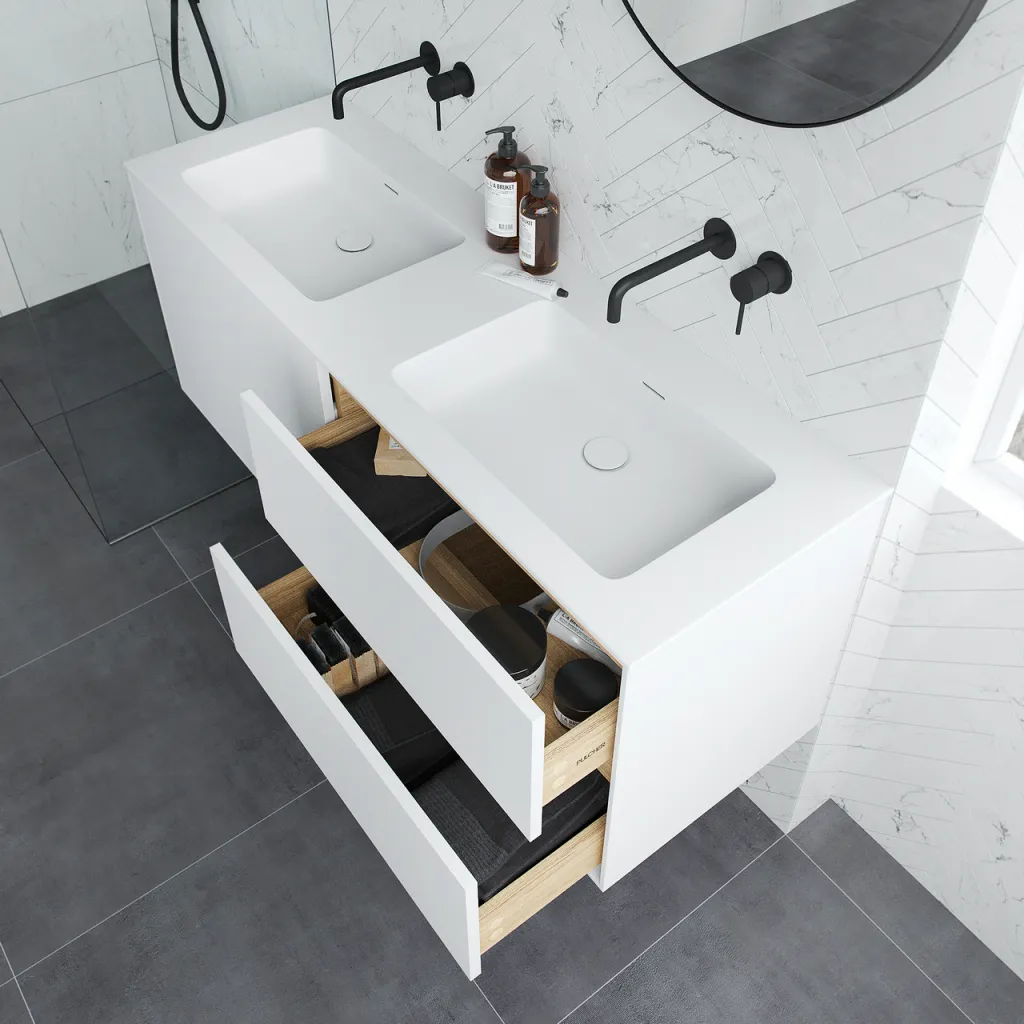 Pulcher Mood 140D Soho - Bathroom furniture 140x46 cm, Matt white w/ SolidTec® sink