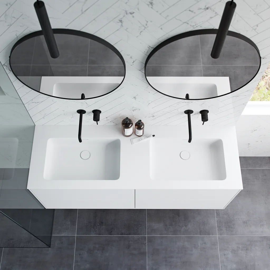 Pulcher Mood 140D Soho - Bathroom furniture 140x46 cm, Matt white w/ SolidTec® sink