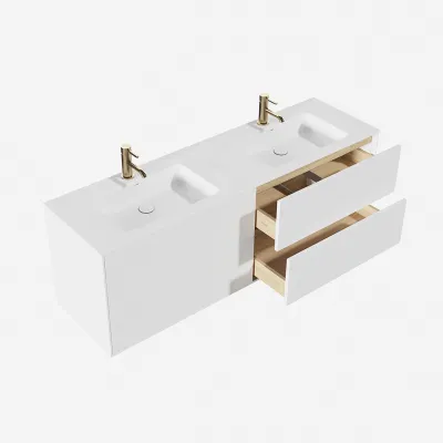 Pulcher Mood 160D Soho - Bathroom furniture 160x46 cm, Matt white w/ SolidTec® sink