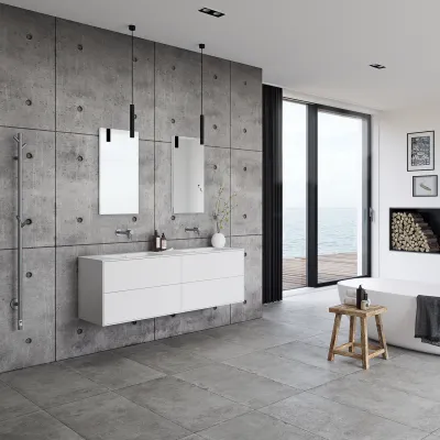 Pulcher Mood 160D Soho - Bathroom furniture 160x46 cm, Matt white w/ SolidTec® sink