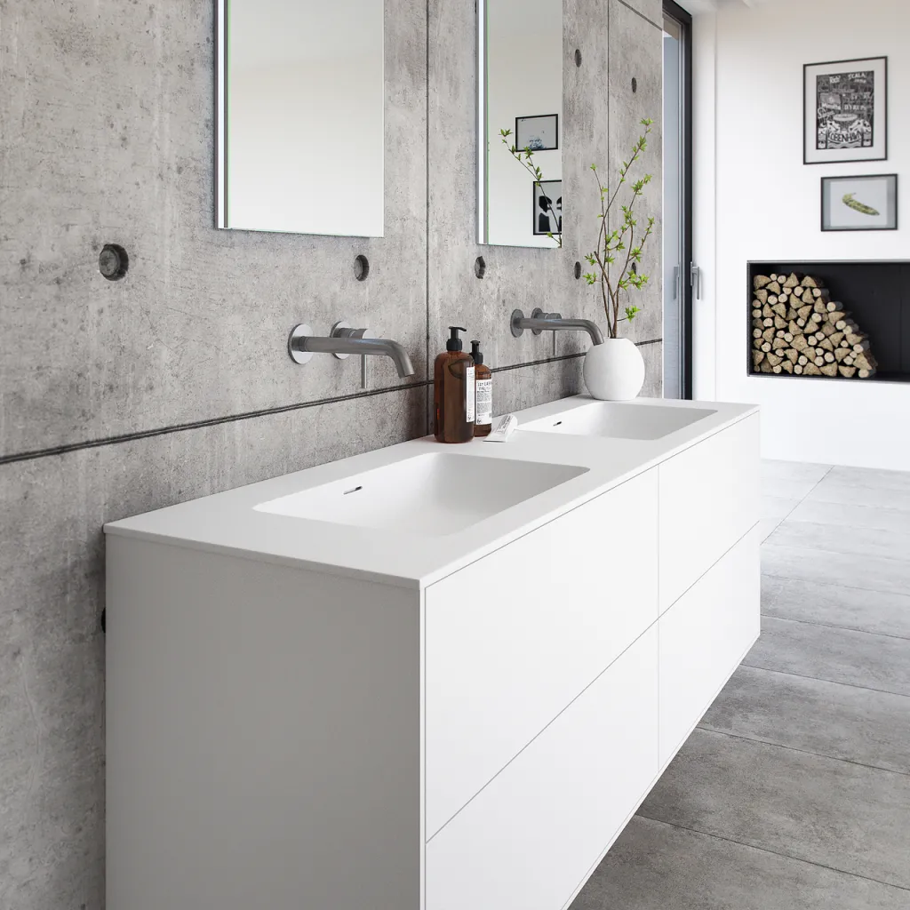 Pulcher Mood 160D Soho - Bathroom furniture 160x46 cm, Matt white w/ SolidTec® sink