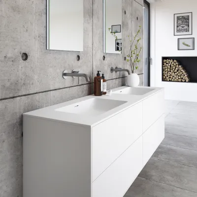 Pulcher Mood 160D Soho - Bathroom furniture 160x46 cm, Matt white w/ SolidTec® sink