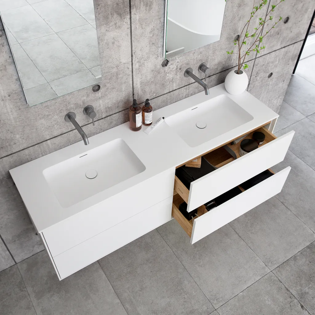 Pulcher Mood 160D Soho - Bathroom furniture 160x46 cm, Matt white w/ SolidTec® sink