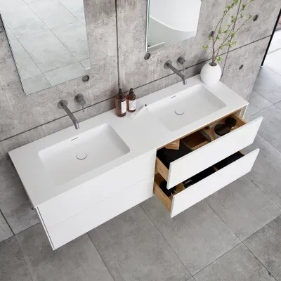 Pulcher Mood 160D Soho - Bathroom furniture 160x46 cm, Matt white w/ SolidTec® sink
