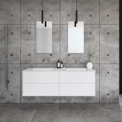 Pulcher Mood 160D Soho - Bathroom furniture 160x46 cm, Matt white w/ SolidTec® sink
