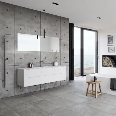 Pulcher Mood 180 Soho - Bathroom furniture 180x46 cm, Matt white w/ SolidTec® sink