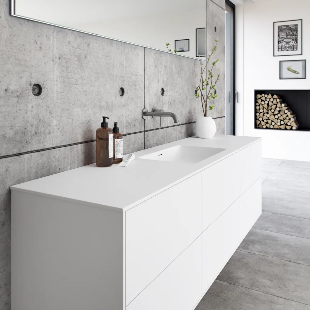 Pulcher Mood 180 Soho - Bathroom furniture 180x46 cm, Matt white w/ SolidTec® sink