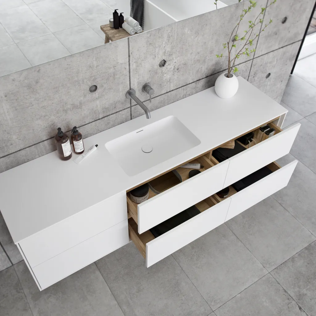 Pulcher Mood 180 Soho - Bathroom furniture 180x46 cm, Matt white w/ SolidTec® sink