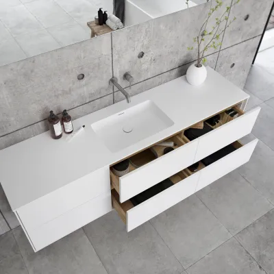 Pulcher Mood 180 Soho - Bathroom furniture 180x46 cm, Matt white w/ SolidTec® sink
