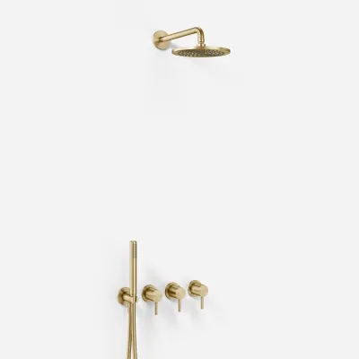 Semplice STB801 S05 - Rain DeLux SmartTerm Ø20 cm EasyClean, Wall, PVD Brushed Brass