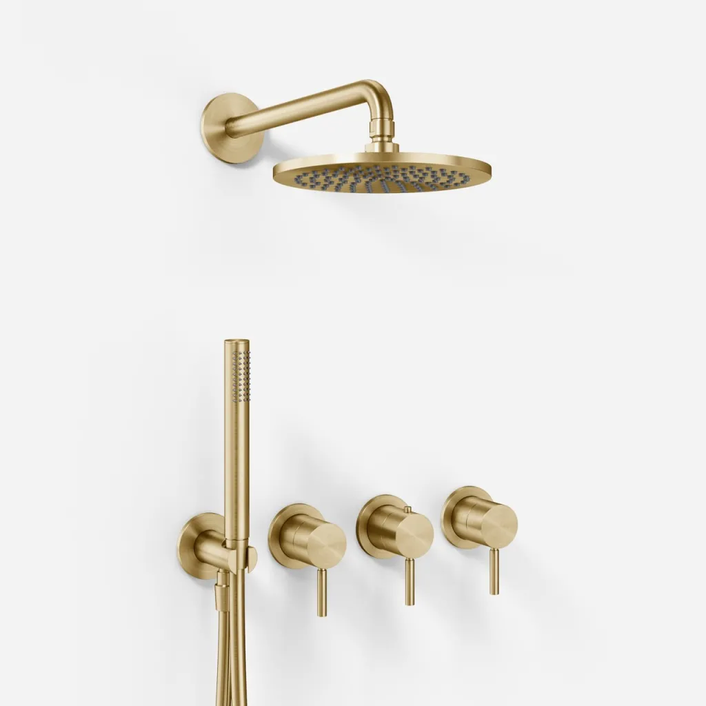 Semplice STB801 S05 - Rain DeLux SmartTerm Ø20 cm EasyClean, Wall, PVD Brushed Brass