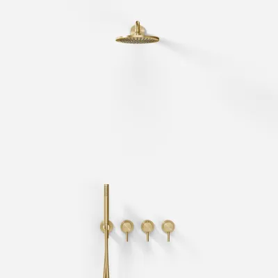 Semplice STB801 S05 - Rain DeLux SmartTerm Ø20 cm EasyClean, Wall, PVD Brushed Brass